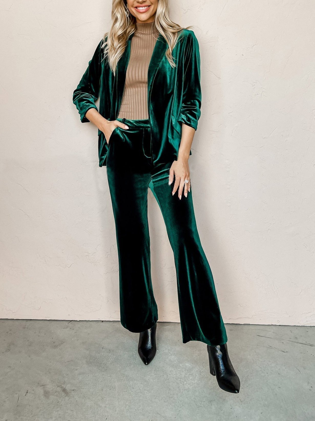 Blazers Lapel Velvet OL Slim Long Sleeve Blazer