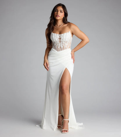 Shayla Strapless Corset Lace Formal Dress