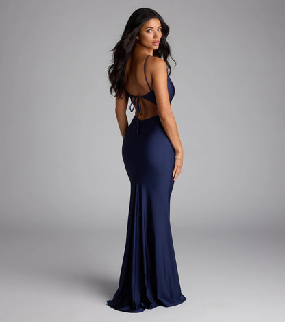 Virginia Cowl Neck Tie-Back Mermaid Formal Dress