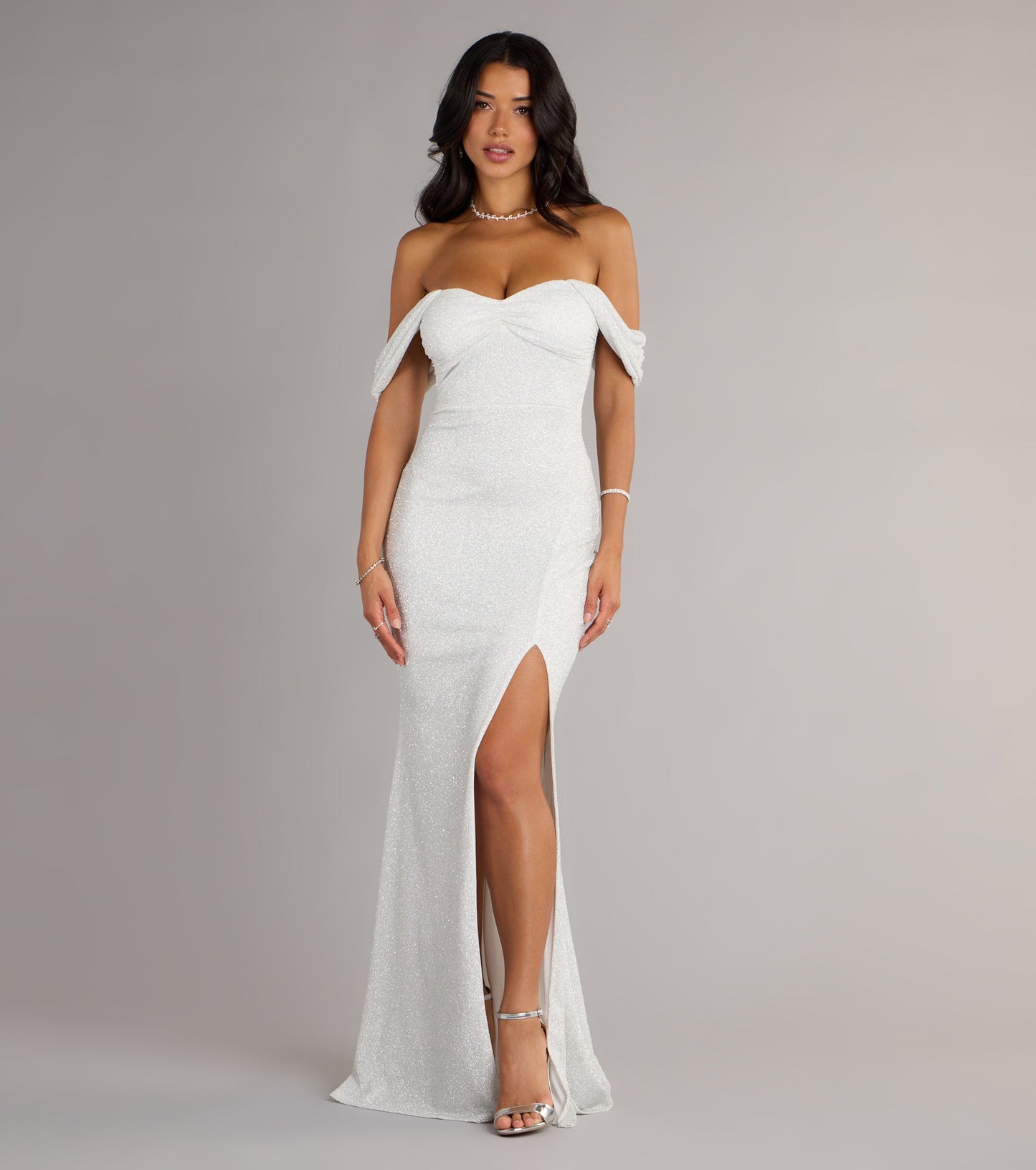 Tamara Off-The-Shoulder Mermaid Glitter Formal Dress