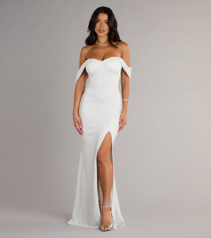 Tamara Off-The-Shoulder Mermaid Glitter Formal Dress