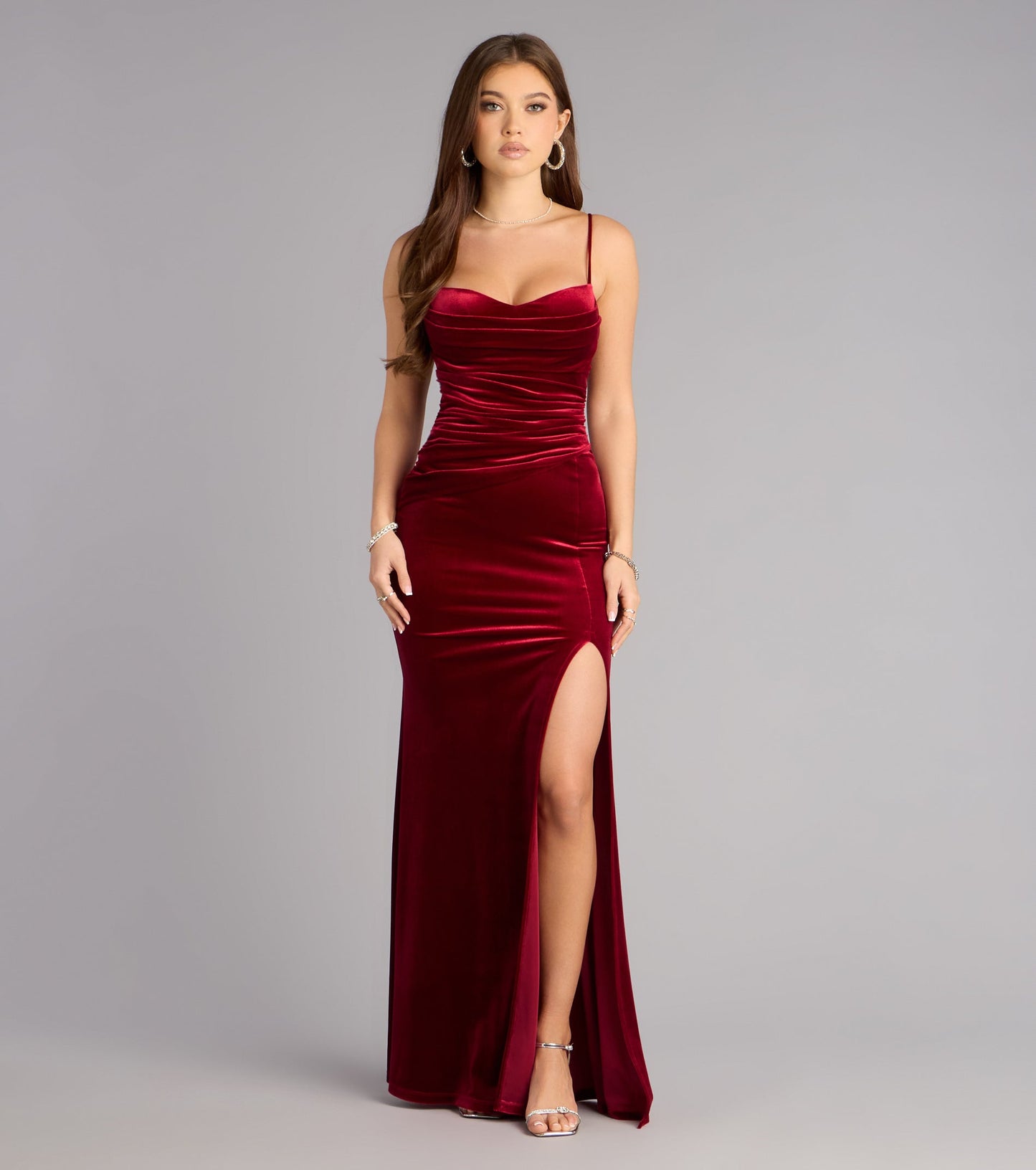 Giselle Sleeveless Slit Mermaid Velvet Formal Dress