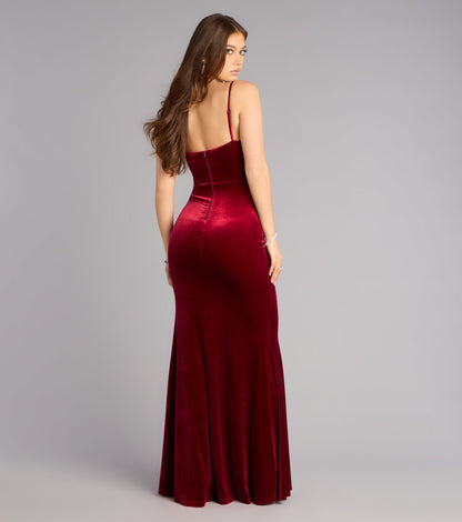 Giselle Sleeveless Slit Mermaid Velvet Formal Dress