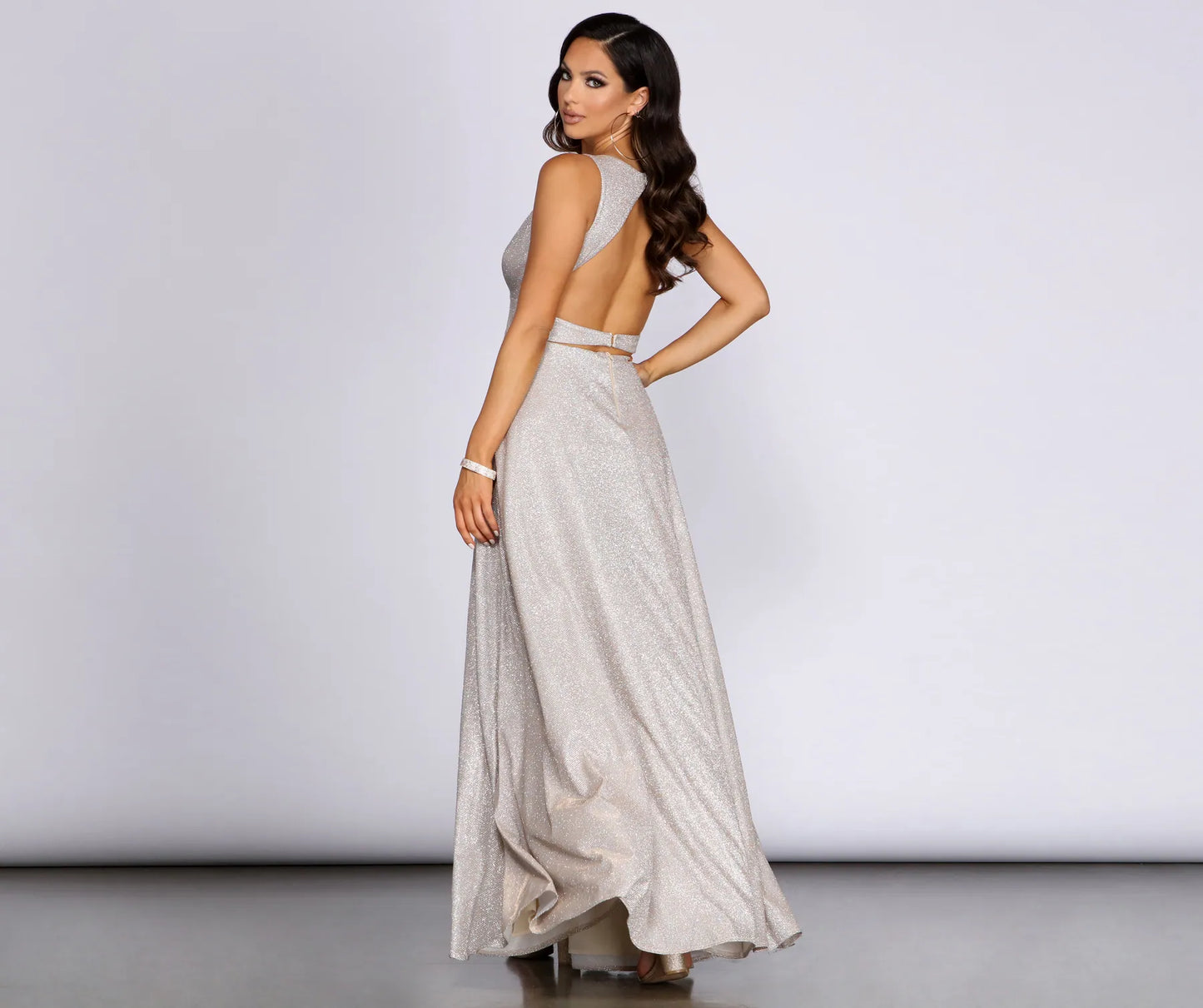 Marie-Anne Glitter High Slit Dress