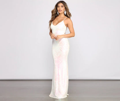 Meg Formal Iridescent Sequin Dress