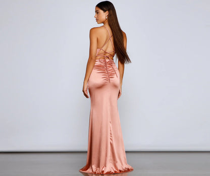 Bristol Formal Satin Lace-Up Dress