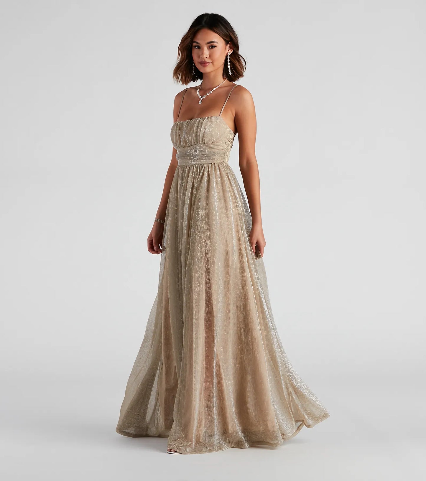 Adler Formal Metallic Sparkle A-Line Dress