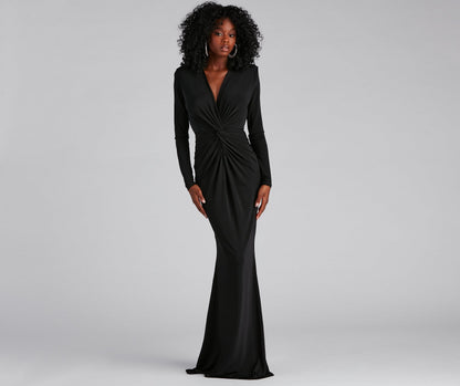 Vina Formal Tied V-Neck Long Dress