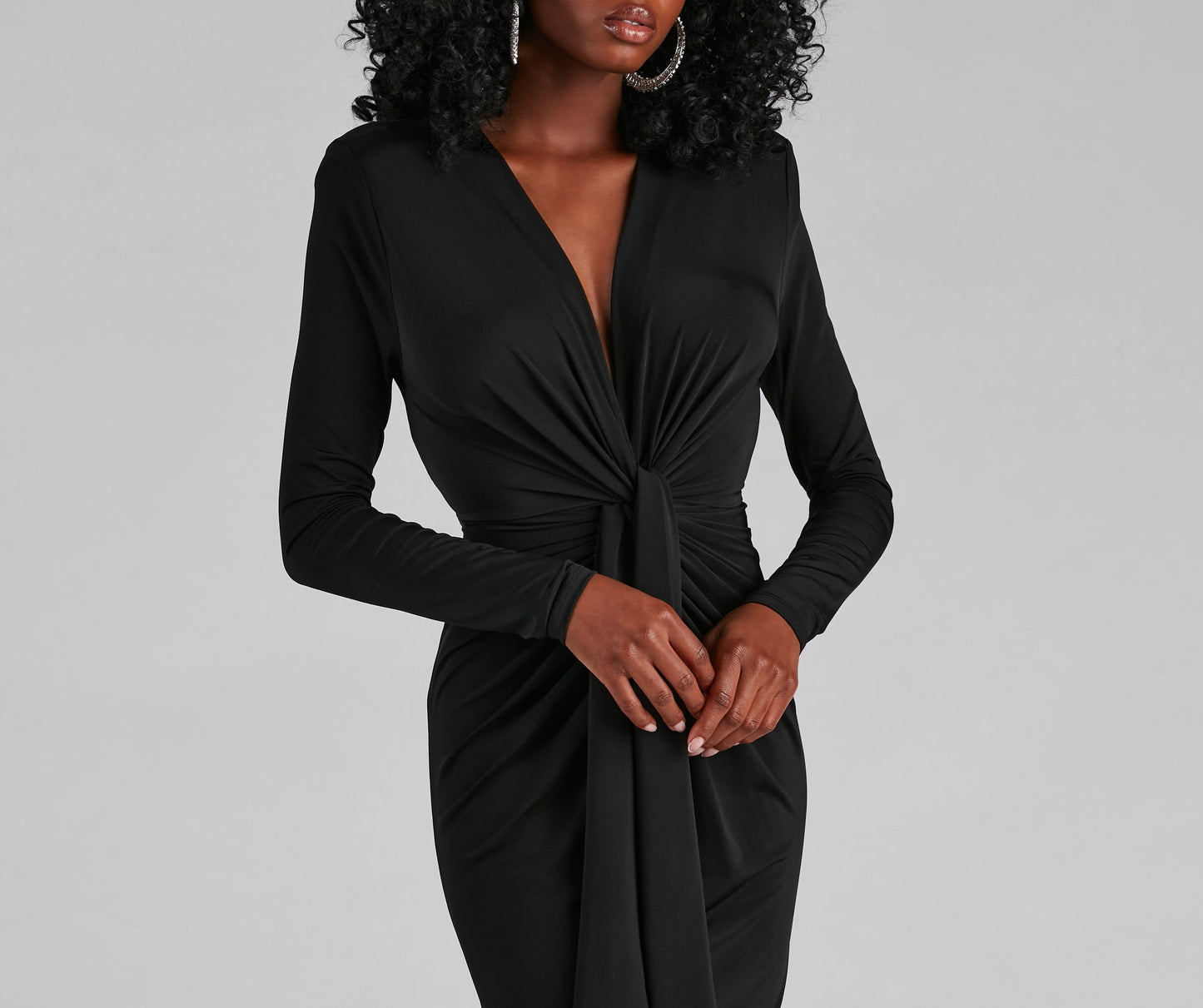 Vina Formal Tied V-Neck Long Dress