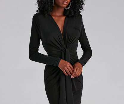 Vina Formal Tied V-Neck Long Dress