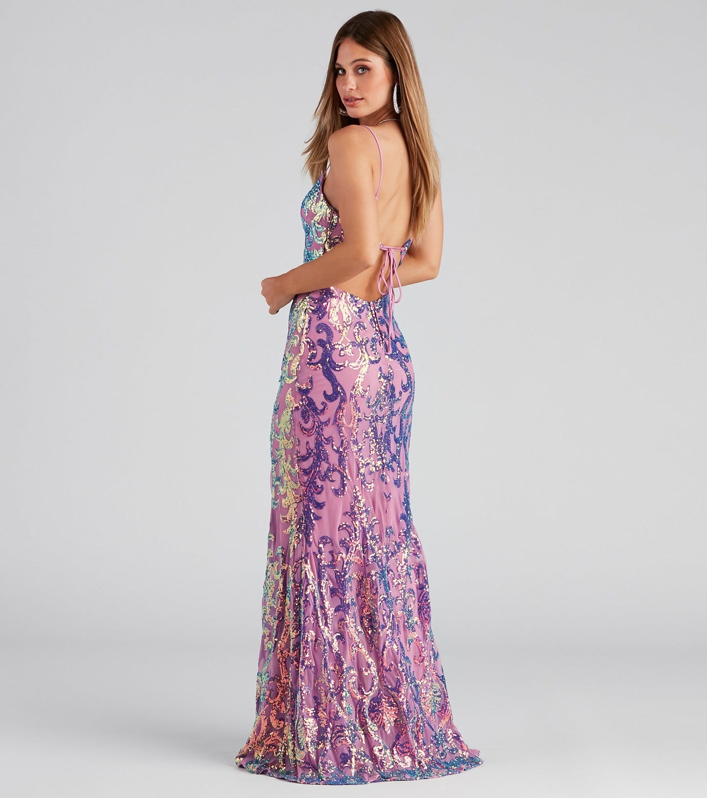 Kazia Formal Lace Up Sequin Dress
