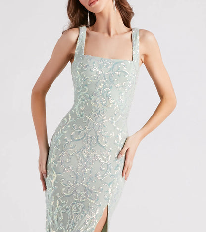 Jovie Formal Sequin Slit Mermaid Long Dress