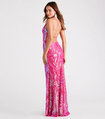 Camren Formal Sequin Strappy Mermaid Dress