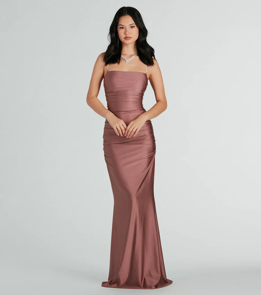 Eliena Formal Rhinestone Strap Mermaid Dress