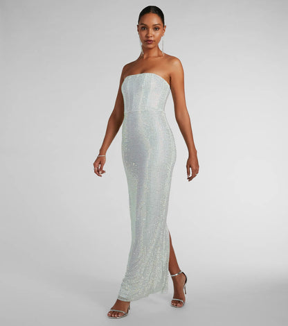 Brittney Strapless Rhinestone Long Formal Dress