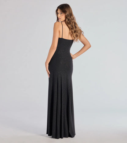 Wendy Sleeveless A-Line Glitter Formal Dress