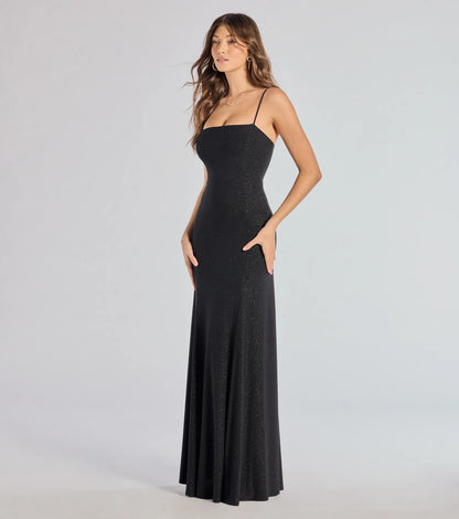 Wendy Sleeveless A-Line Glitter Formal Dress