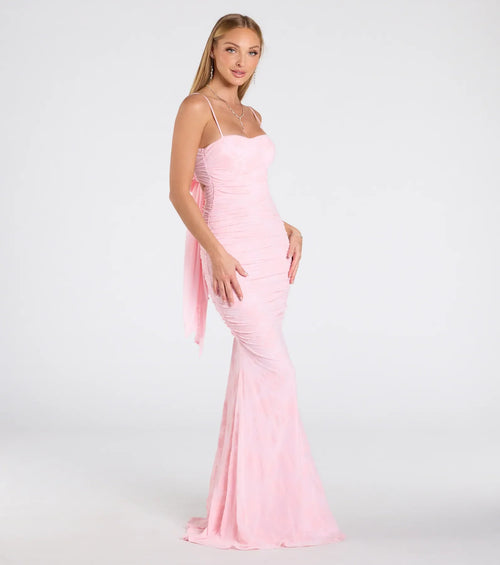 Jaymie Tie-Back Floral Velvet Mermaid Formal Dress