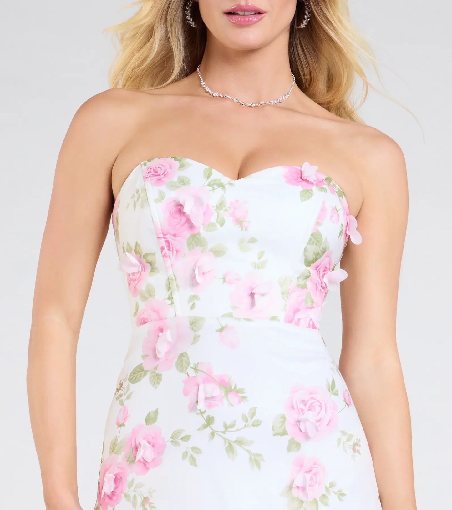 Robin Strapless Lace-Up Floral Mermaid Formal Dress