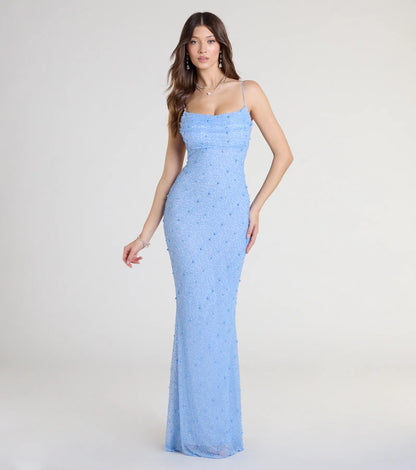 Kerry Open Back Bodycon Pearl Bead Formal Dress