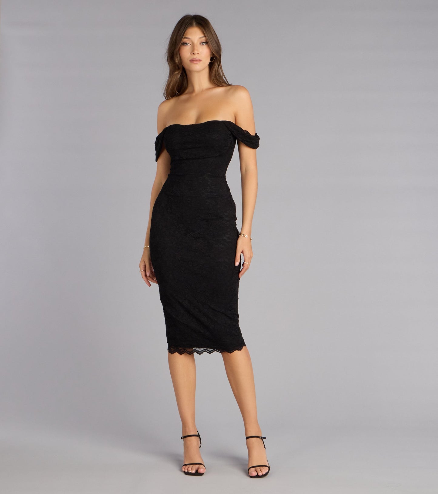 Lavish And Lovely Bodycon Lace Midi Dress