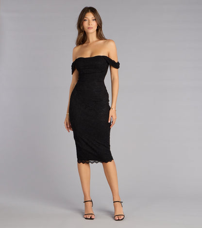 Lavish And Lovely Bodycon Lace Midi Dress