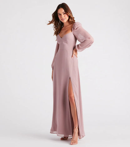 Sheer Beauty Chiffon Slit Maxi Dress