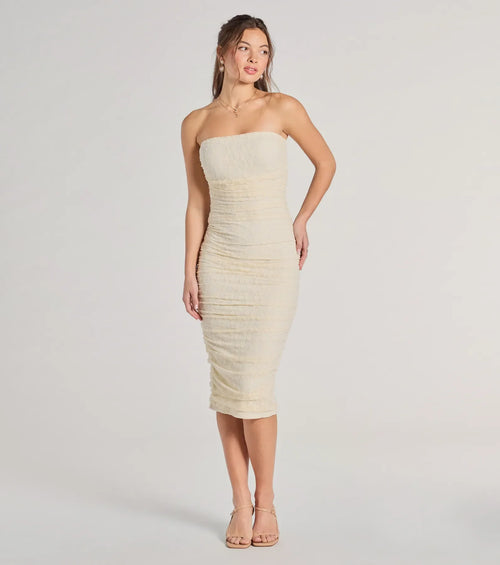 Lacey Affair Strapless Bodycon Midi Dress