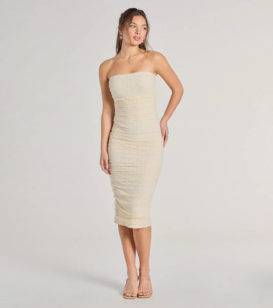 Lacey Affair Strapless Bodycon Midi Dress
