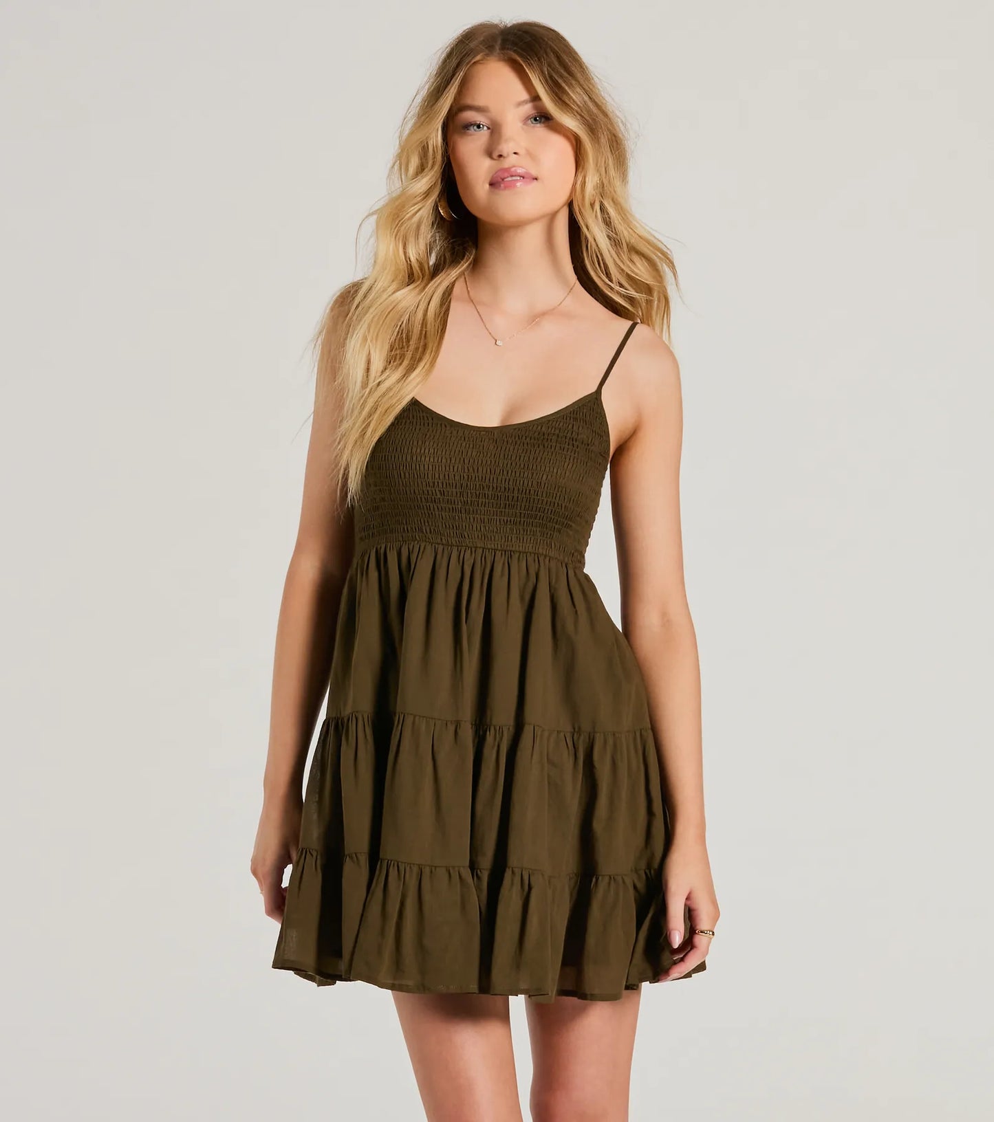 Sunny Days Off Scoop Neck Smocked Skater Dress