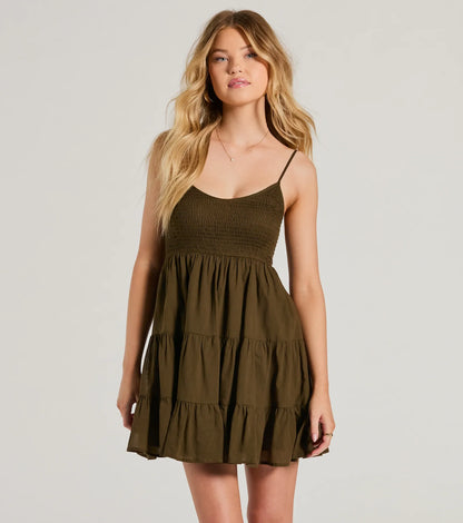 Sunny Days Off Scoop Neck Smocked Skater Dress