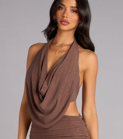 Glitz Happens Glitter Halter Mini Dress