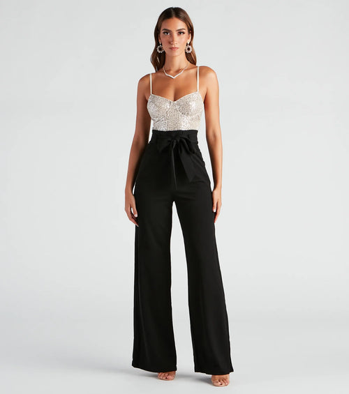 Catch Me In Sequin Wide-Leg Jumpsuit