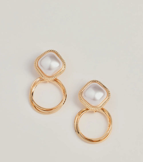 Luxe Statement Pearl Hoop Drop Earrings
