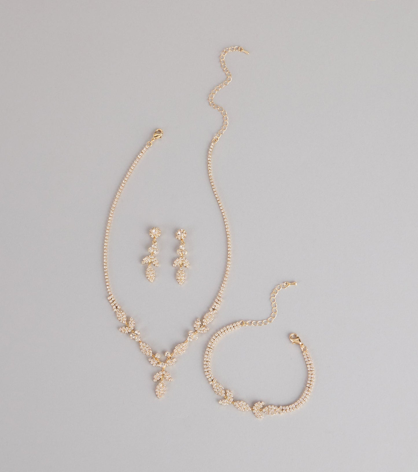 Luxe Desire Rhinestone Leaf Jewelry Set