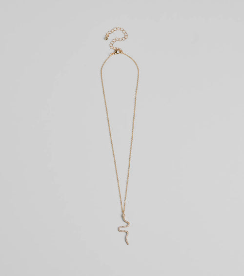 Made You Rattle Rhinestone Snake Charm Necklace