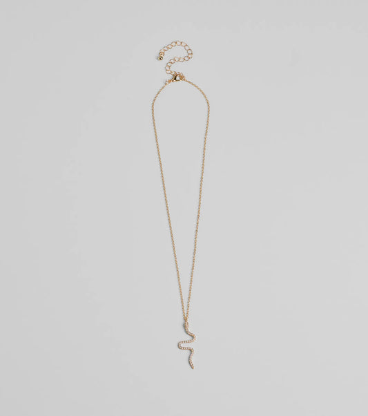 Made You Rattle Rhinestone Snake Charm Necklace