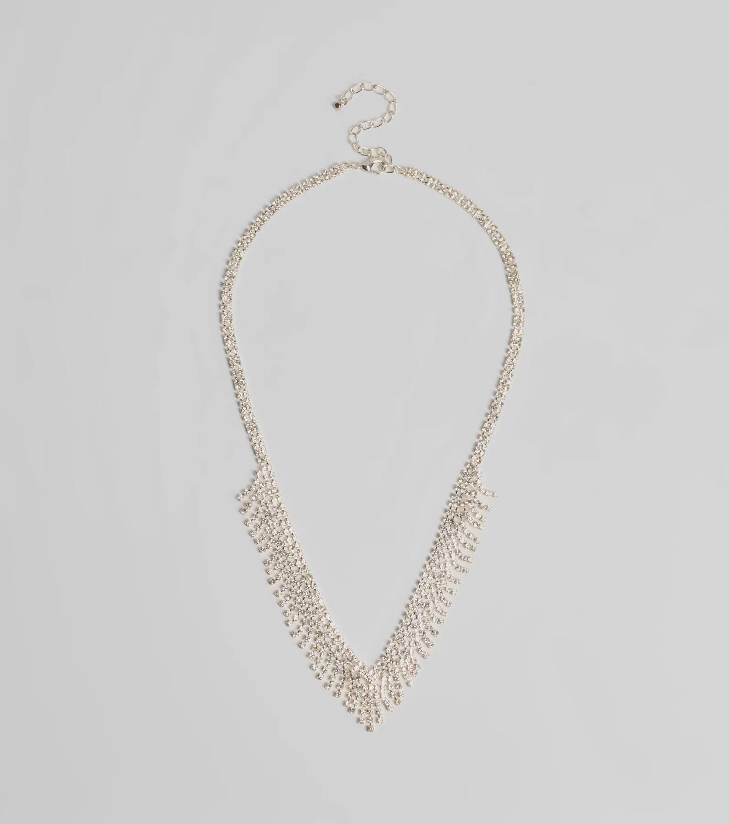 Glam Edge Rhinestone Fringe Necklace