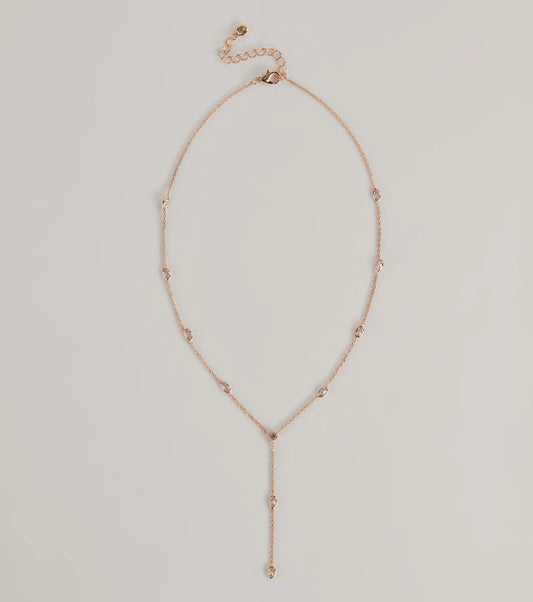 Dainty Glam Rhinestone Chain Necklace