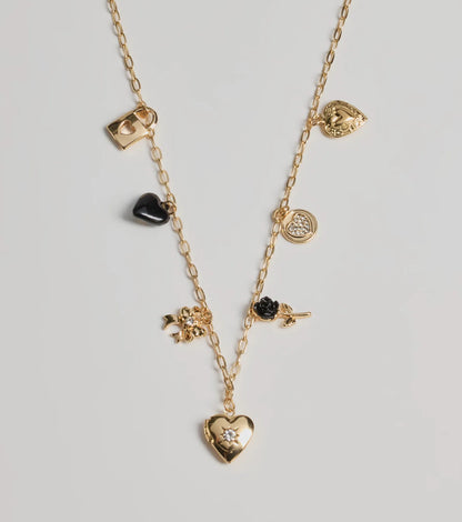 Charming Cutie Heart and Lock Charm Necklace