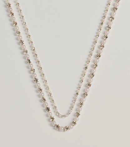 Shimmering Treasure Rhinestone And Pearl Choker