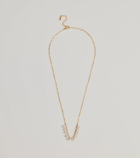 Delicate Glam Rhinestone And Clear Stone Necklace