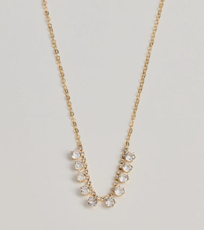 Delicate Glam Rhinestone And Clear Stone Necklace