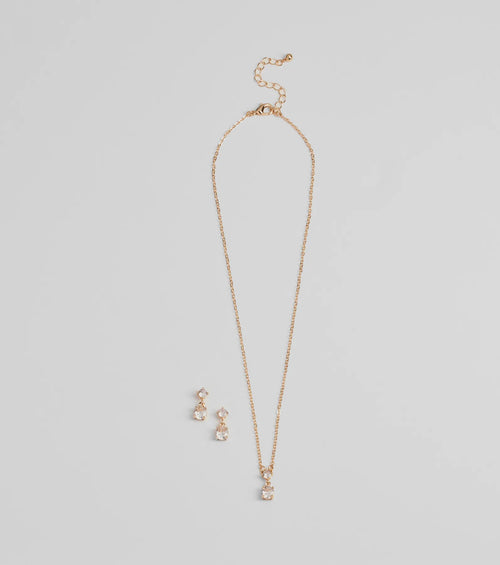 Timeless Glam Cubic Zirconia Necklace And Earrings Set