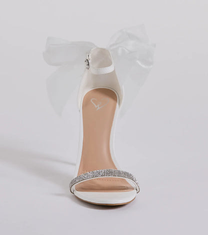 Sweet Glam Bow Detail Rhinestone Strap Stiletto Heels