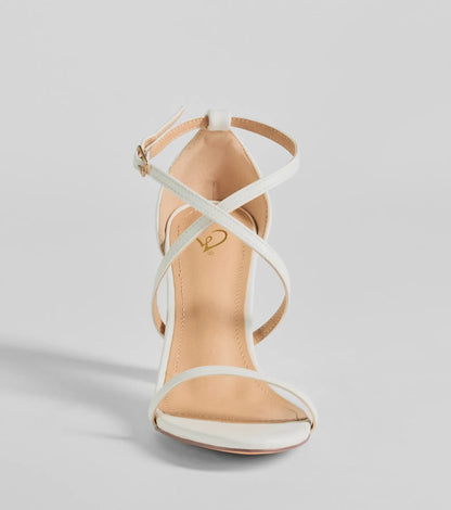 Dazzling Chic Strappy Faux Leather Block Heels