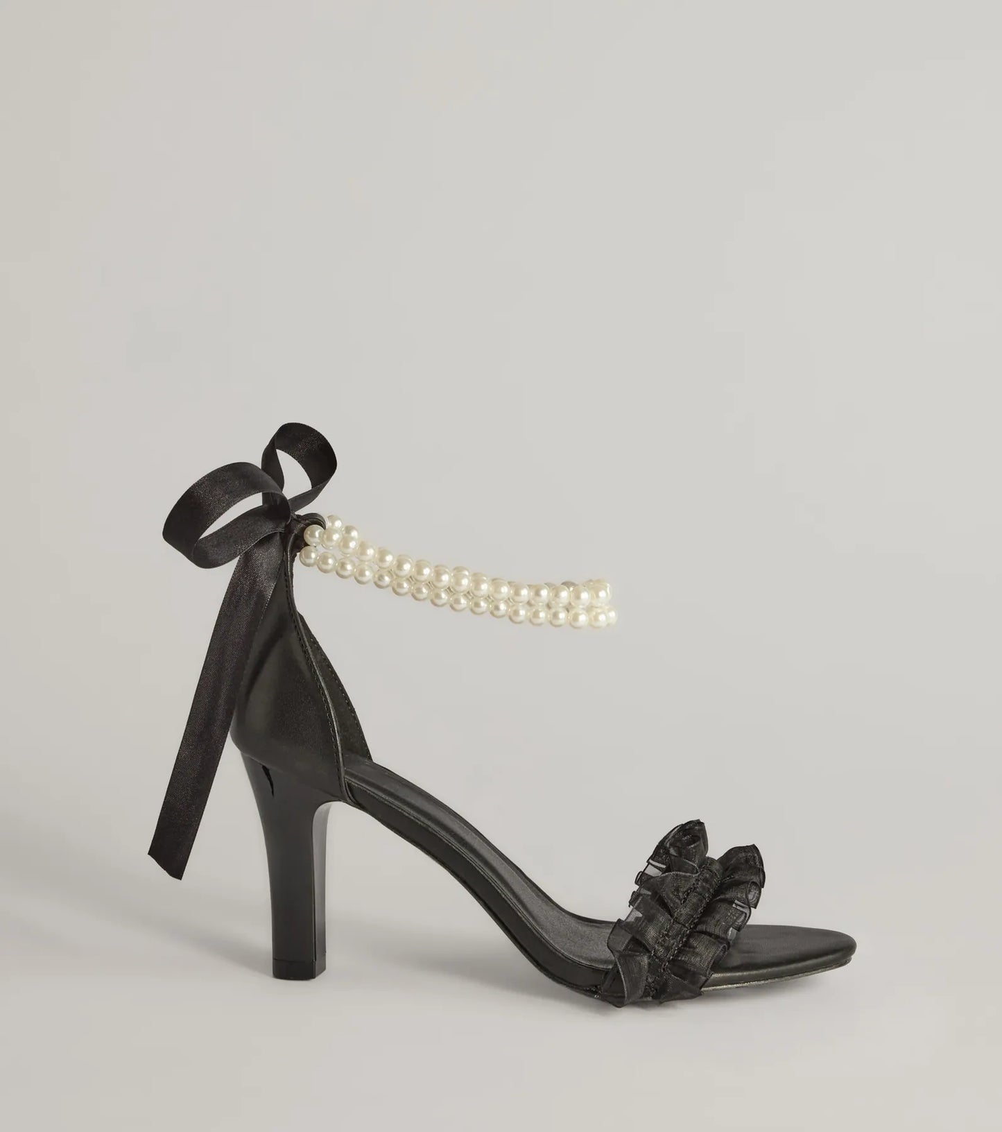 Chic Touch Pearl Strap Bow Stiletto Heels