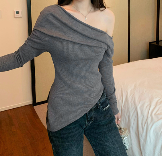 Flute Off The Shoulder Knit Top - Latte