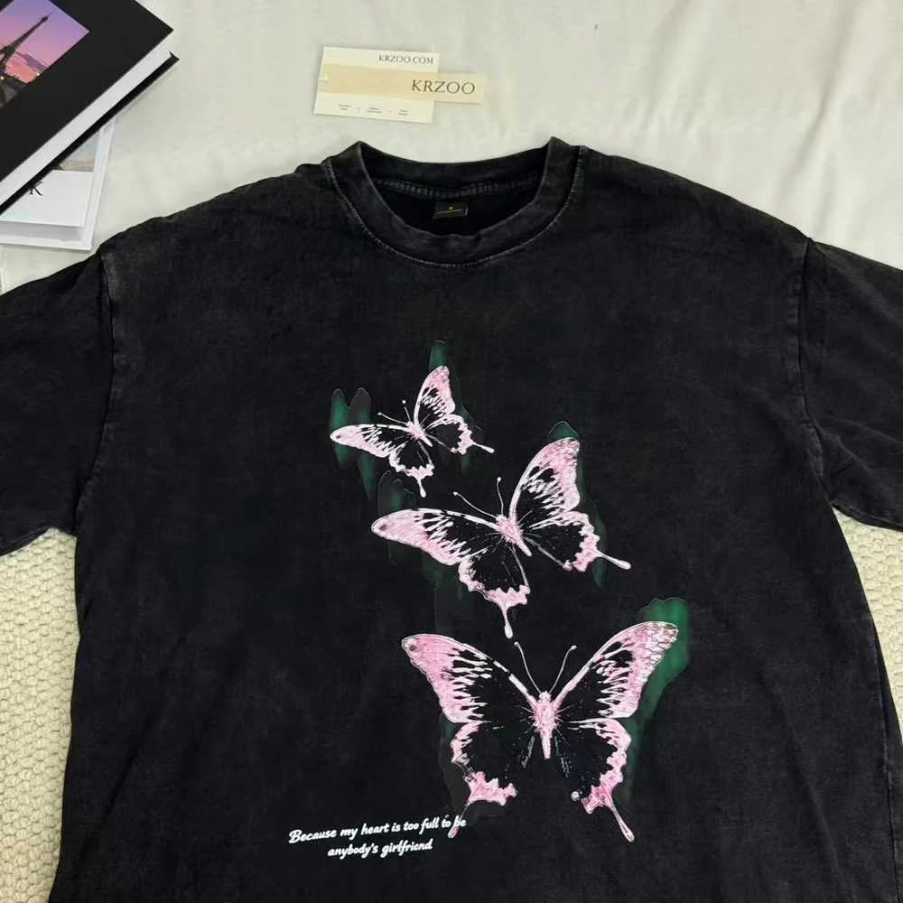 Butterfly Washed Distressed Vintage T-Shirt