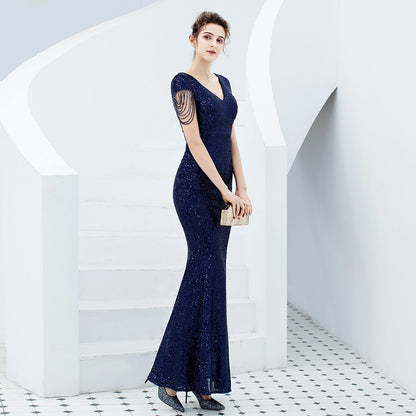 Alexandria elegant fishtail sequin dress